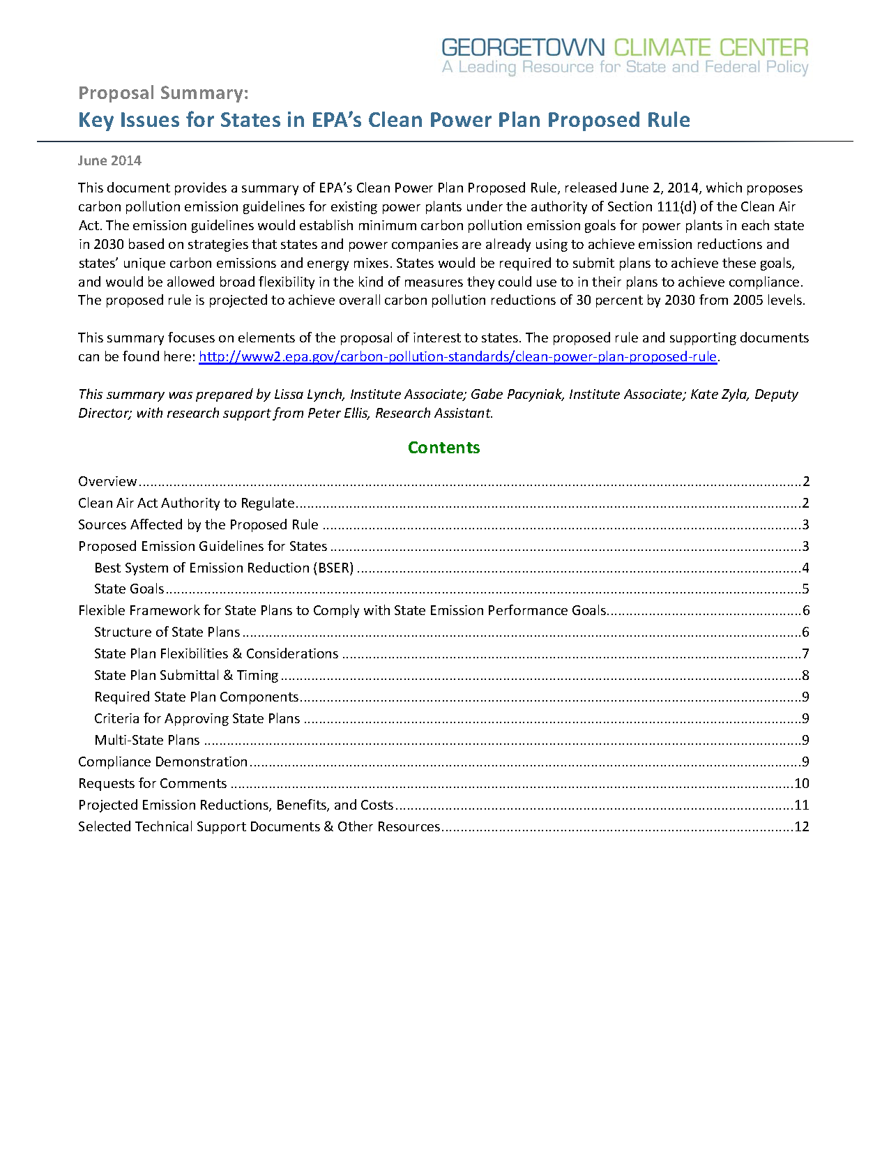 Detailed Summary of the EPA's Proposed Rule to Limit Carbon Pollution from the Power Sector